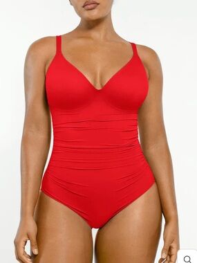Smart Sculpt built in Shapewear 
Ruched Lace-Up Back Shaping Swimsuit
